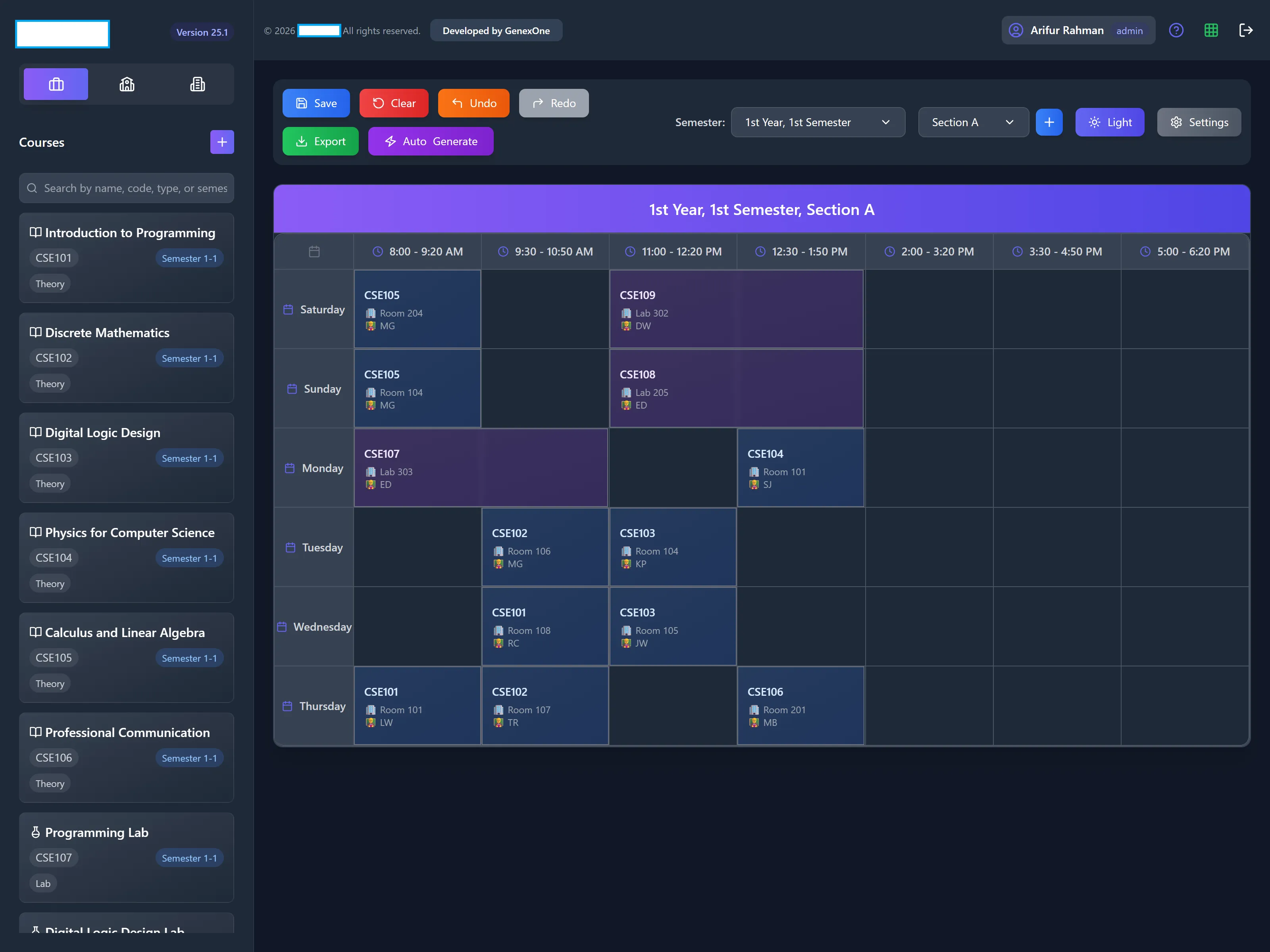 Class Scheduling System